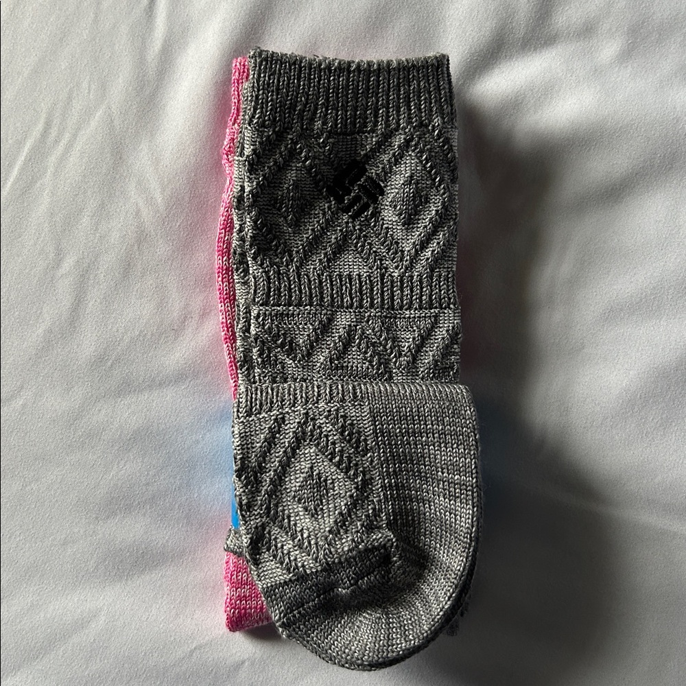 Columbia Pink Ice /Charcoal Gray 2 Pair Super Soft Crew Socks - Picture 9 of 11